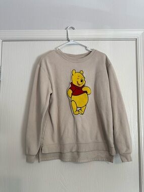 Disney Beige Crewneck Sweater with Winnie the Pooh Patch